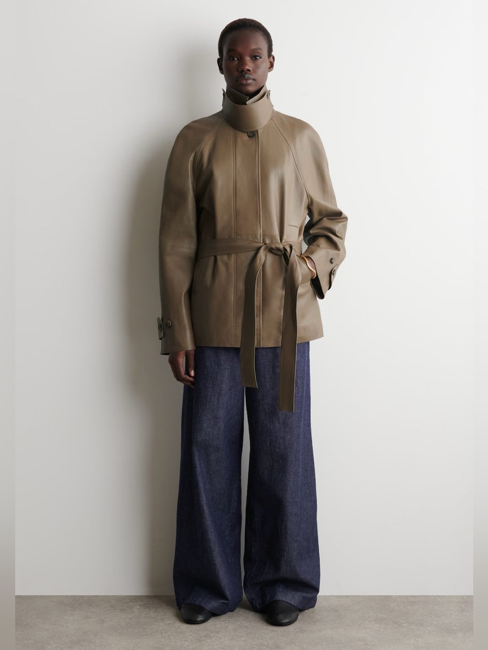 COS DENIM WIDE LEG DRAWSTRING PANTS 6 indigo LINEN BLEND MINIMALIST Casual - Picture 5 of 16